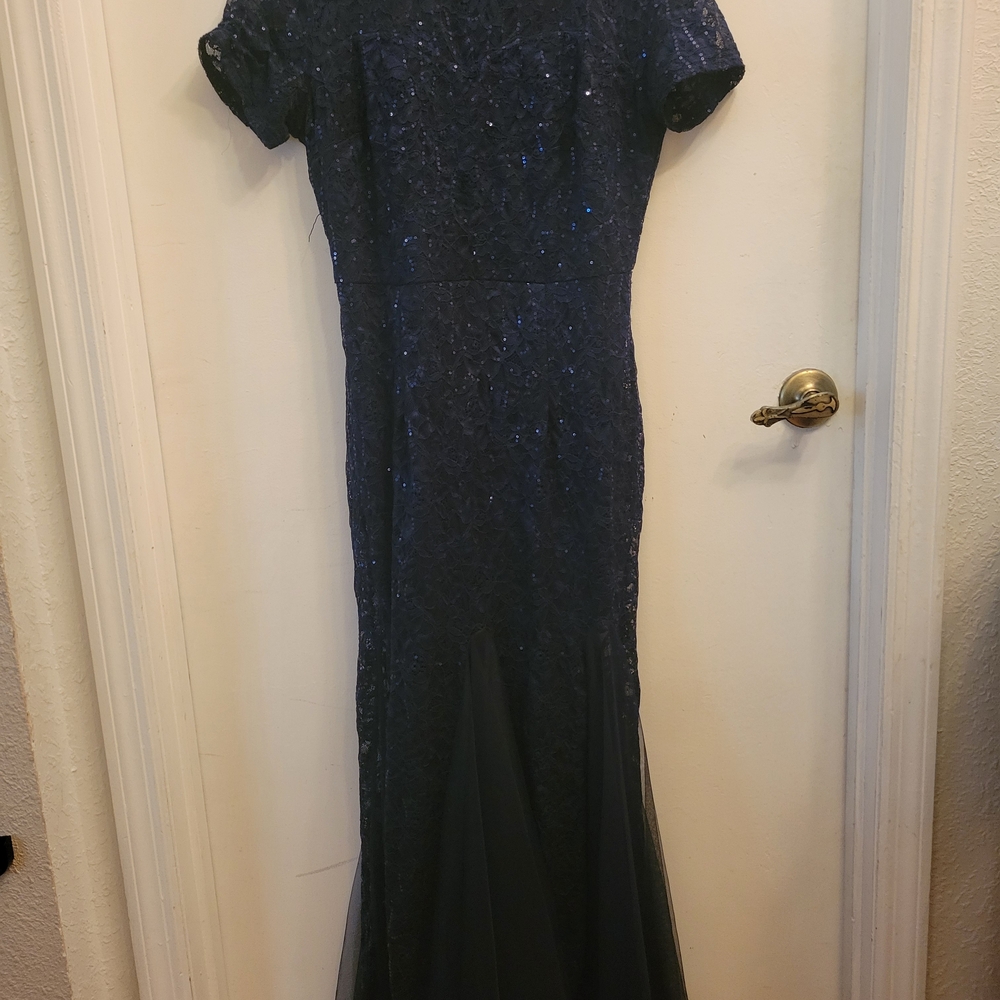 Miusol Blue Maxi Dress with Puff Sleeves and Crew Neck